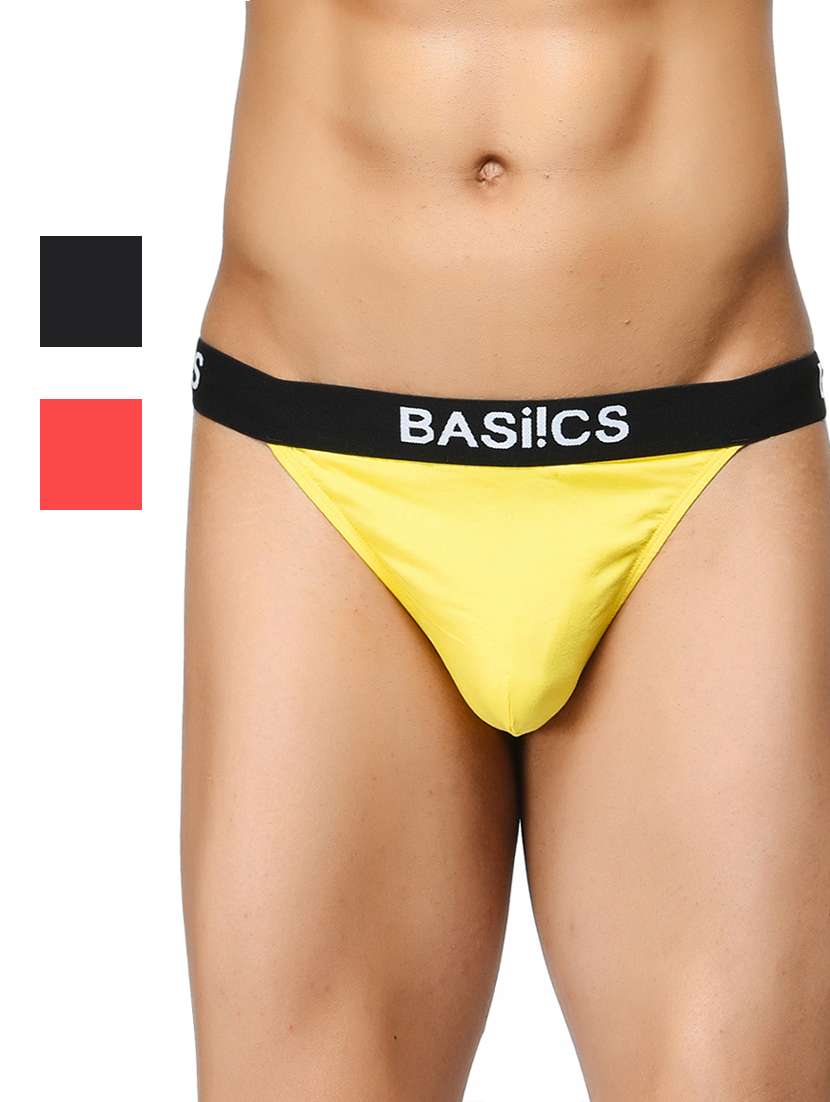set of 3 multi colored solid hipster briefs