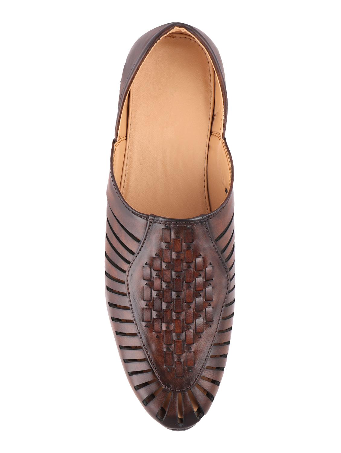 brown leatherette slip on jutis - 16825348 - Standard Image - 2
