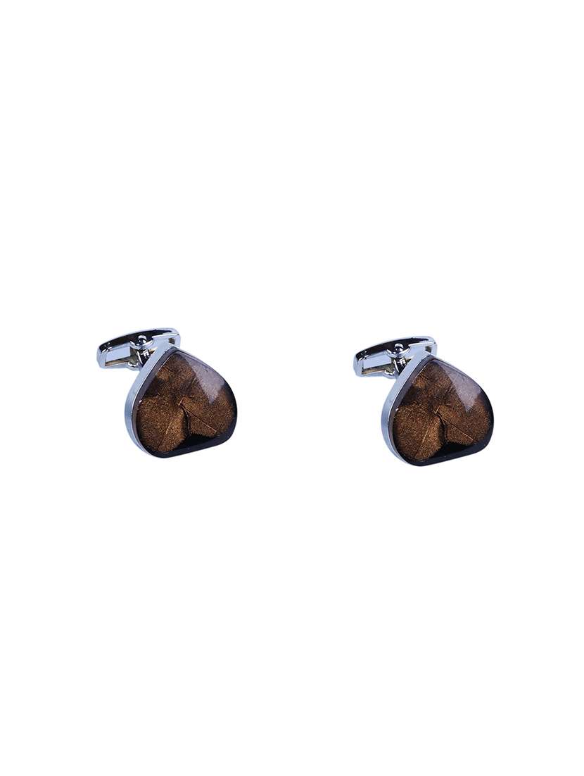 brown metal cufflinks