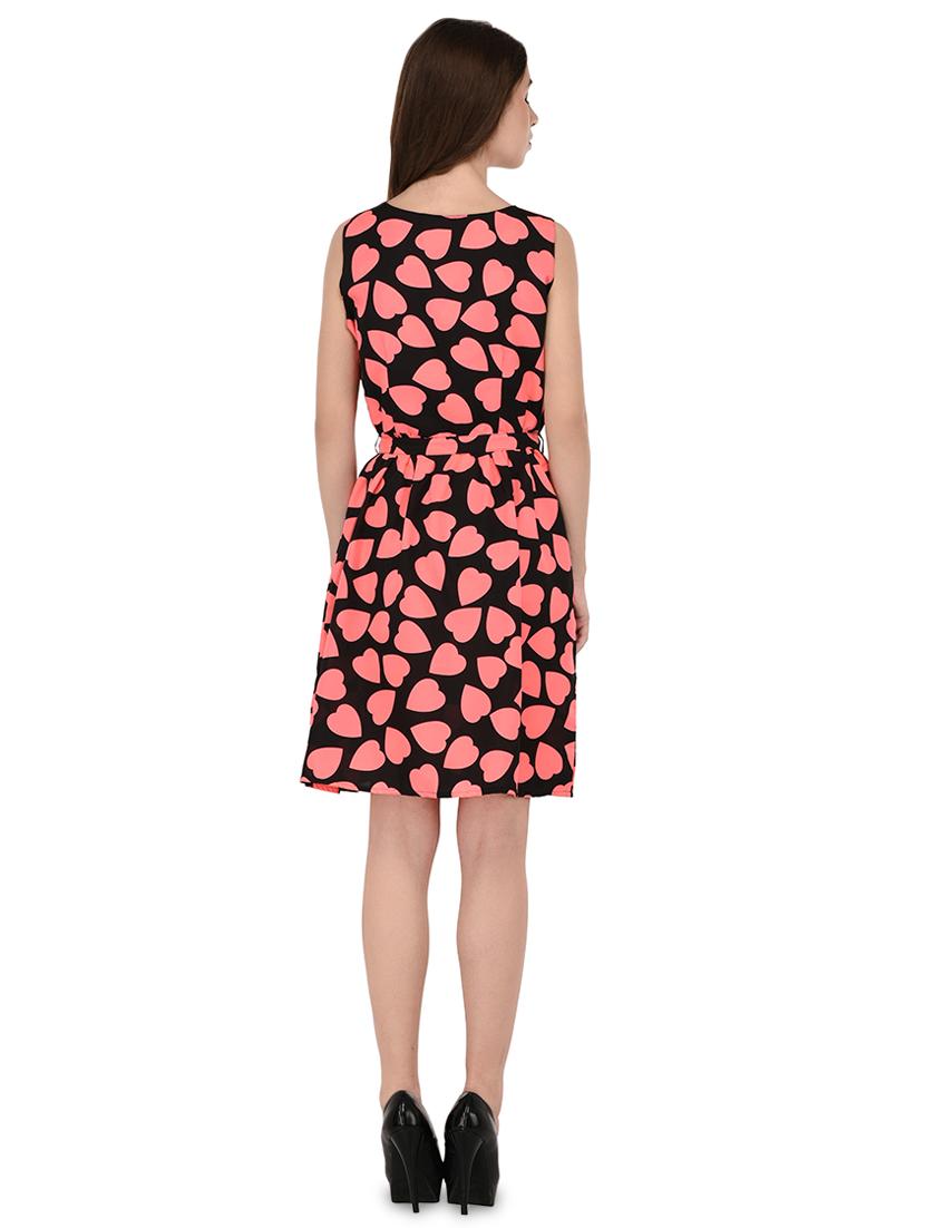 tie front heart print a-line dress - 16826147 - Standard Image - 2