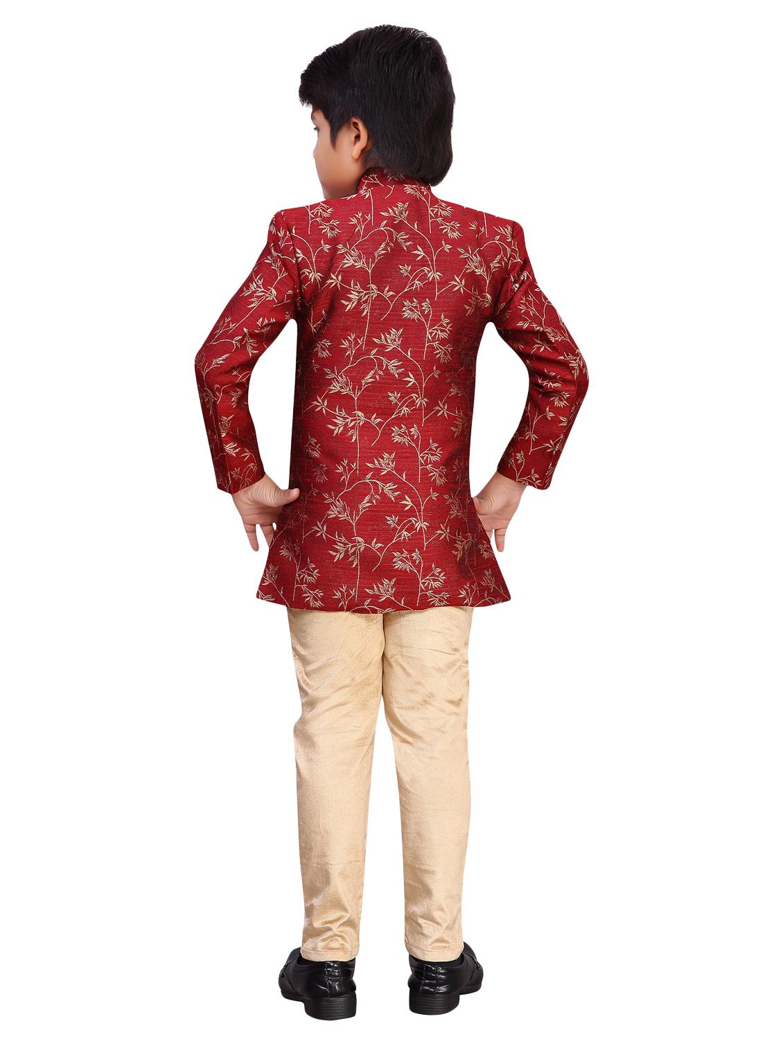 red silk kurta set - 16827257 - Standard Image - 2
