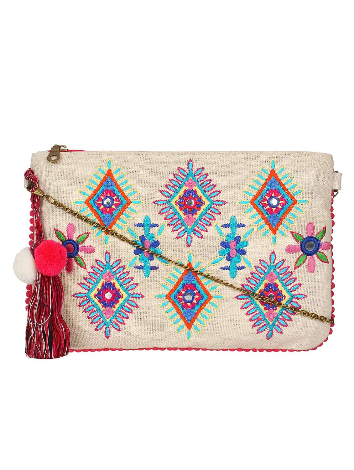 beige canvas regular sling bag