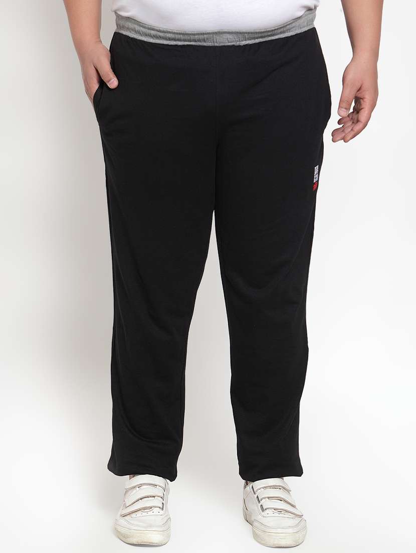 black side striped full length track pant (plus size)