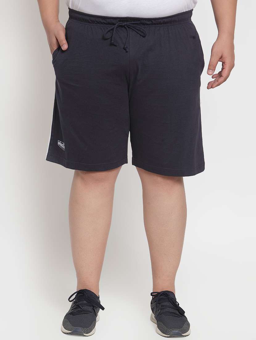 navy blue side striped shorts (plus size)