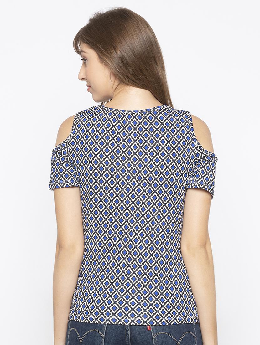 cold shoulder printed top - 16828758 - Standard Image - 2