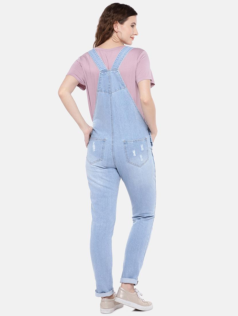 distressed detail dungaree jumpsuit - 16828784 - Standard Image - 2
