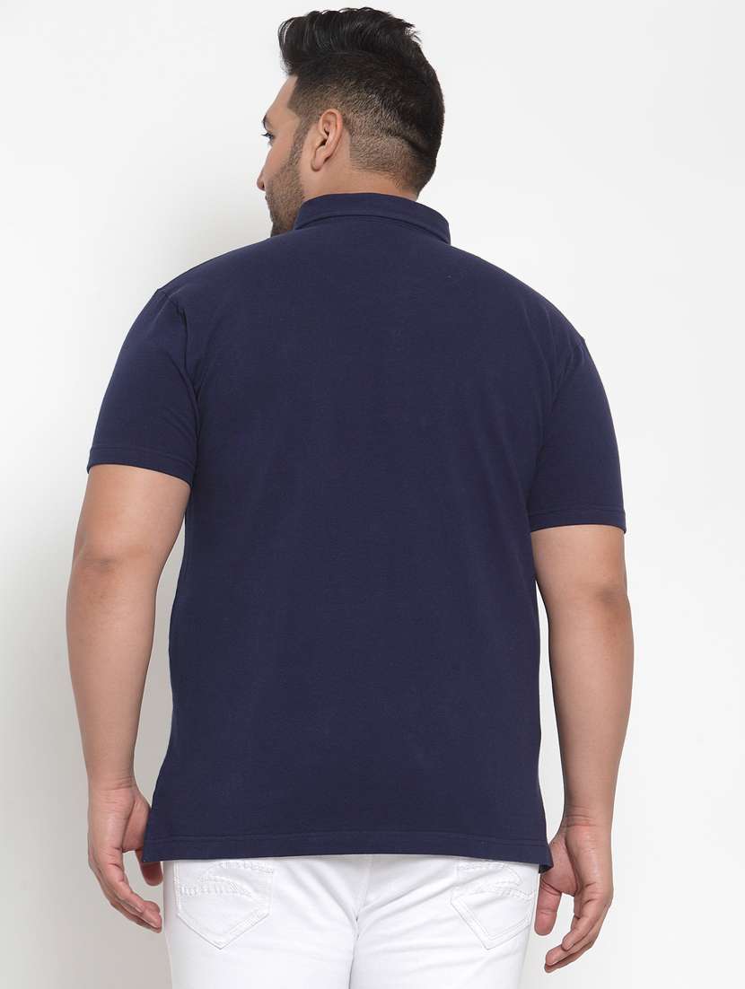 navy blue solid polo t-shirt - 16828855 -  Standard Image - 2