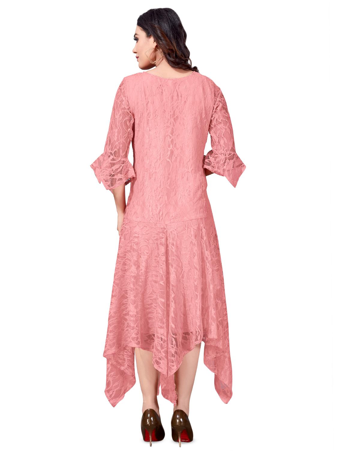 asymmetric hem laced dress - 16828965 - Standard Image - 2