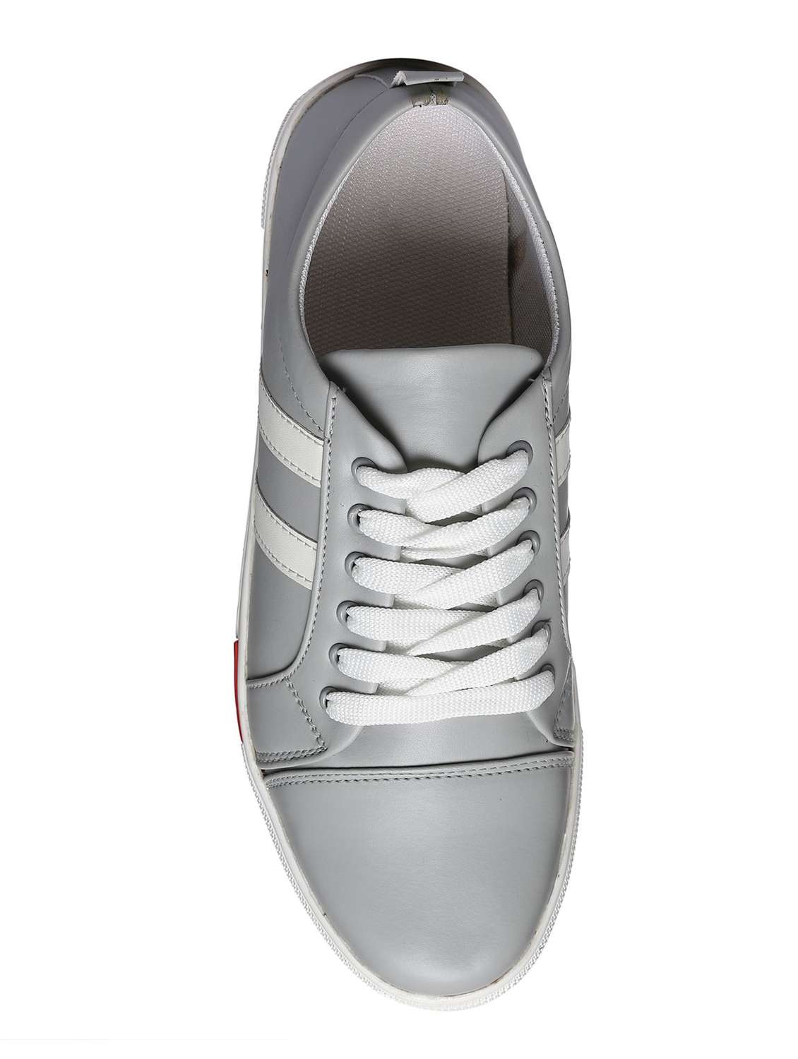 grey leatherette lace up sneaker