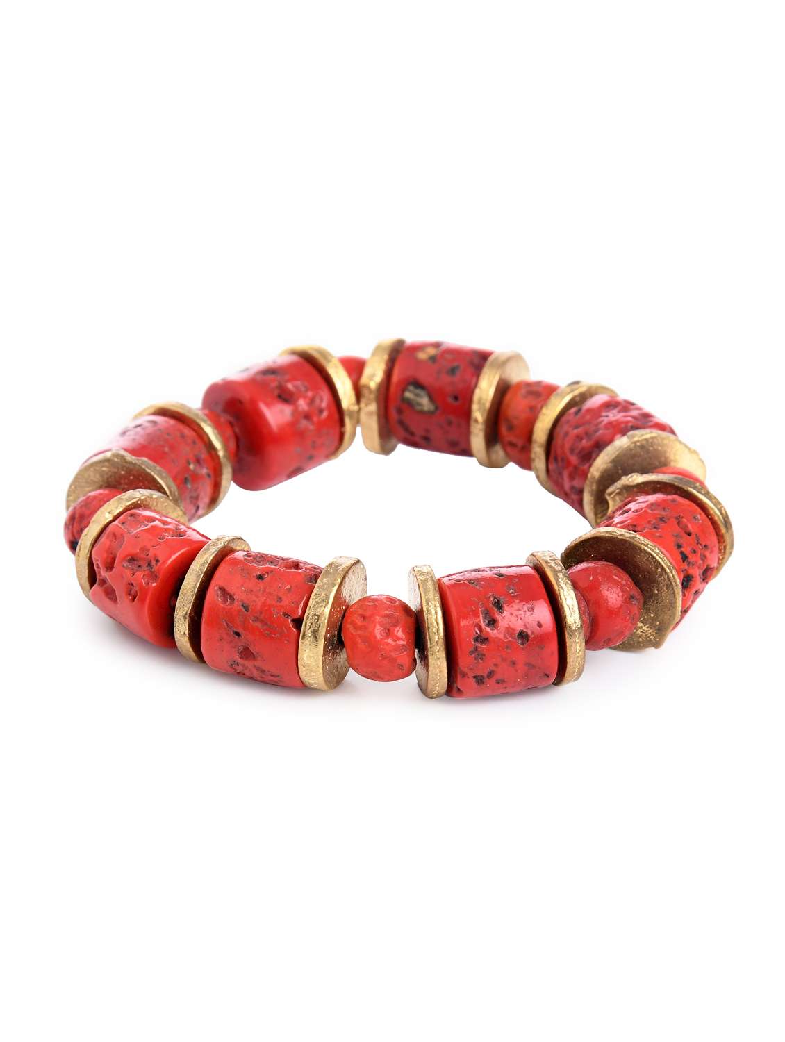 red metal beaded bracelet