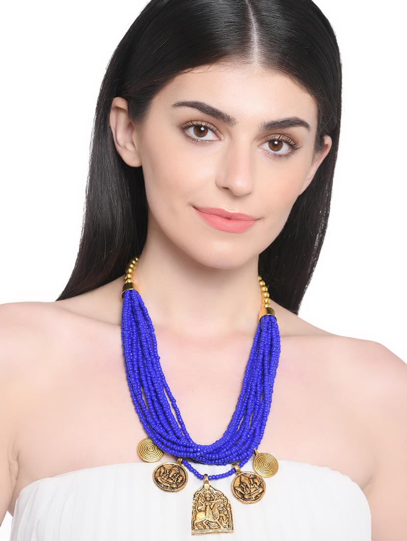 blue metal long necklace - 16829873 - Standard Image - 2
