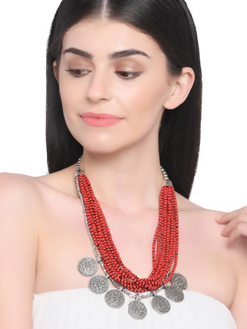 red metal long necklace - 16829874 - Standard Image - 2