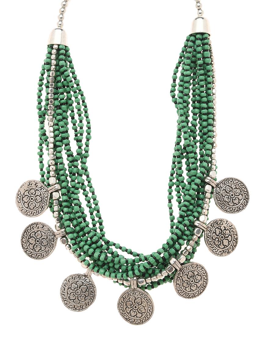 green metal long necklace - 16829875 - Zoom Image - 0