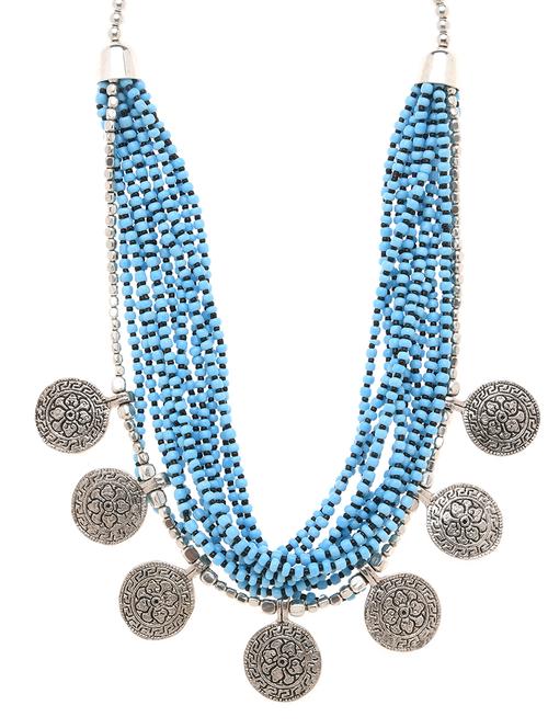 blue metal long necklace - 16829876 - Standard Image - 0