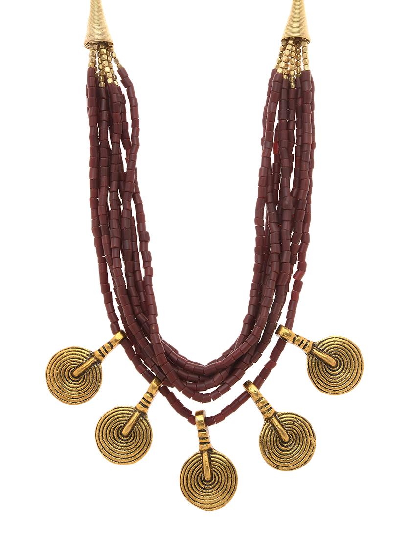 brown metal long necklace - 16829879 -  Zoom Image - 0