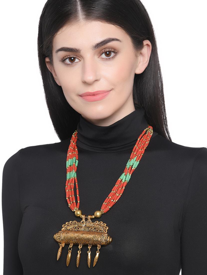 multi colored metal long necklace - 16829881 - Standard Image - 2