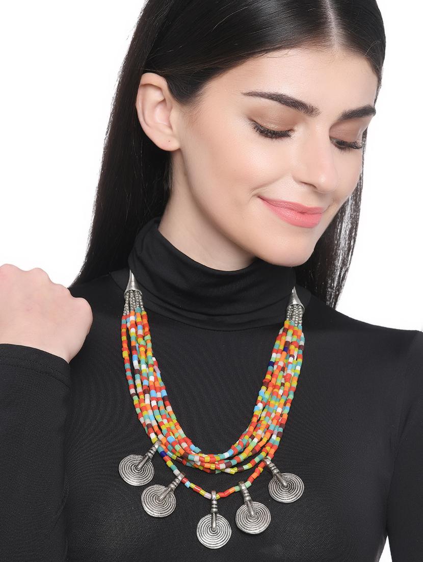 multi colored metal long necklace - 16829884 - Standard Image - 2