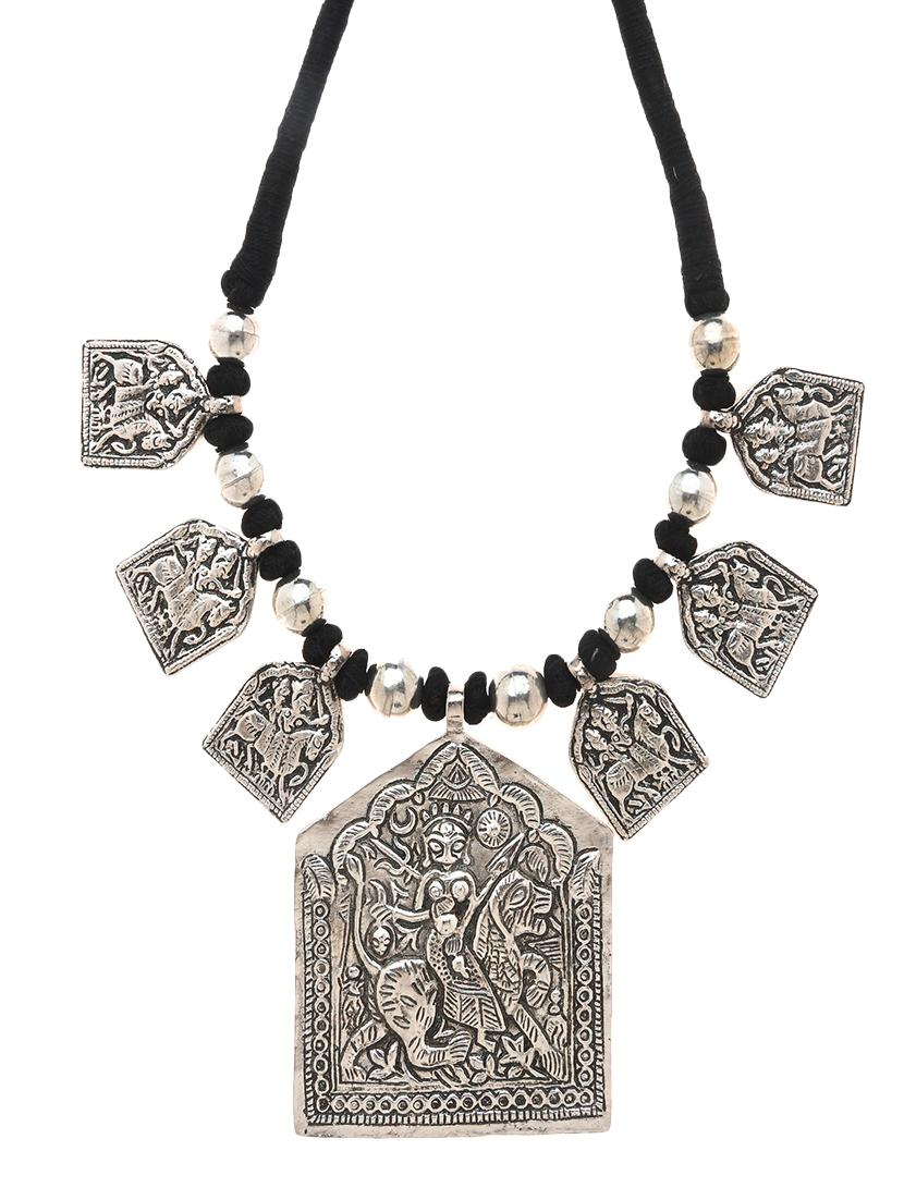 silver metal long necklace - 16829887 -  Zoom Image - 0