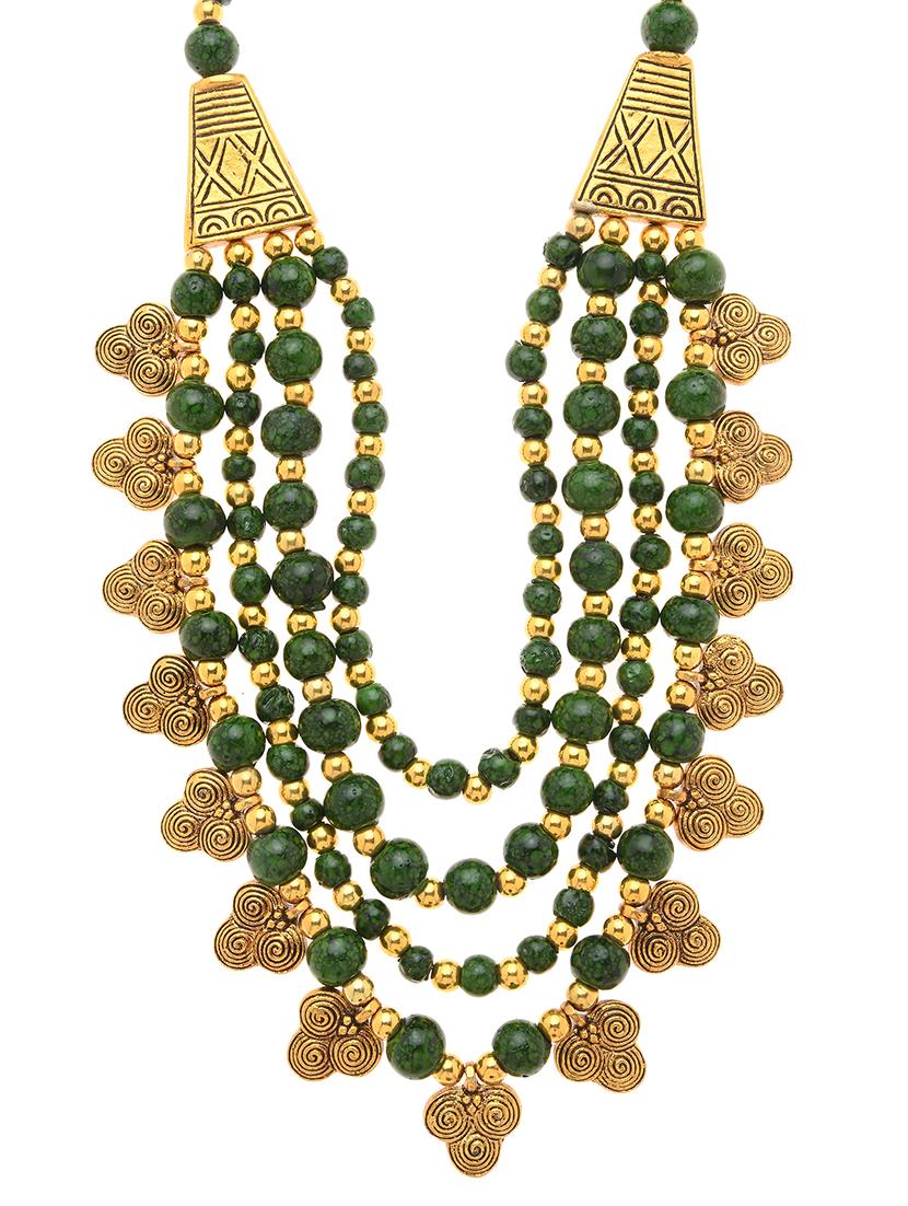 green metal long necklace - 16829891 - Zoom Image - 0