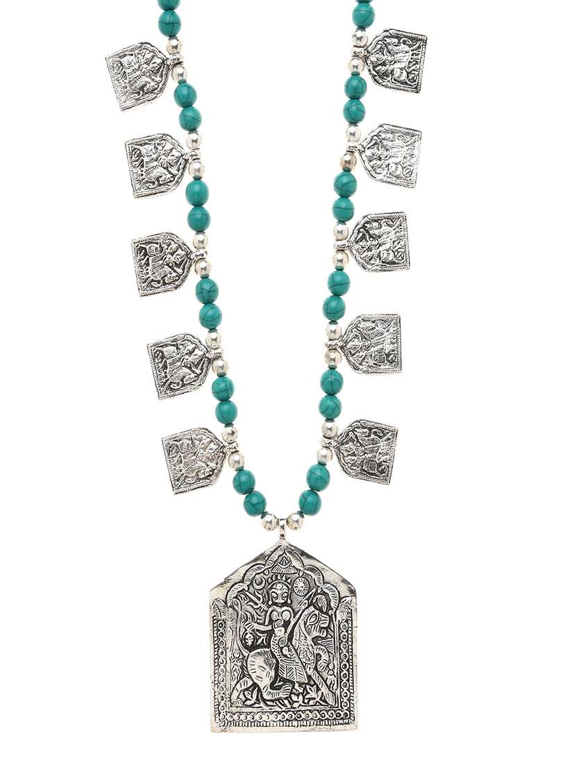 silver metal long necklace