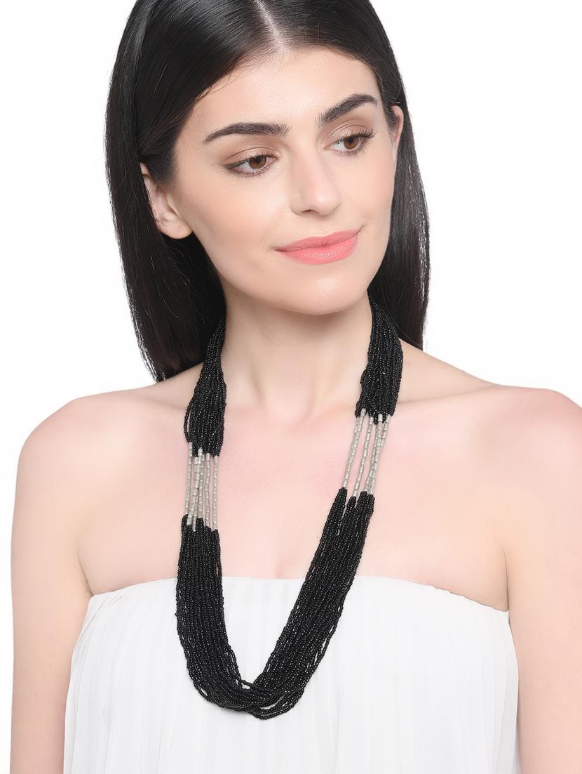 black metal long necklace - 16829905 - Standard Image - 2