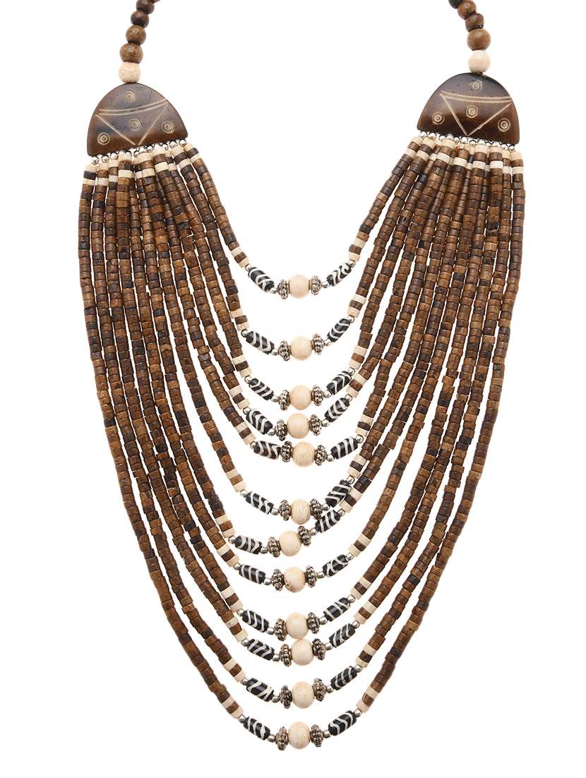 brown metal long necklace - 16829915 -  Zoom Image - 0