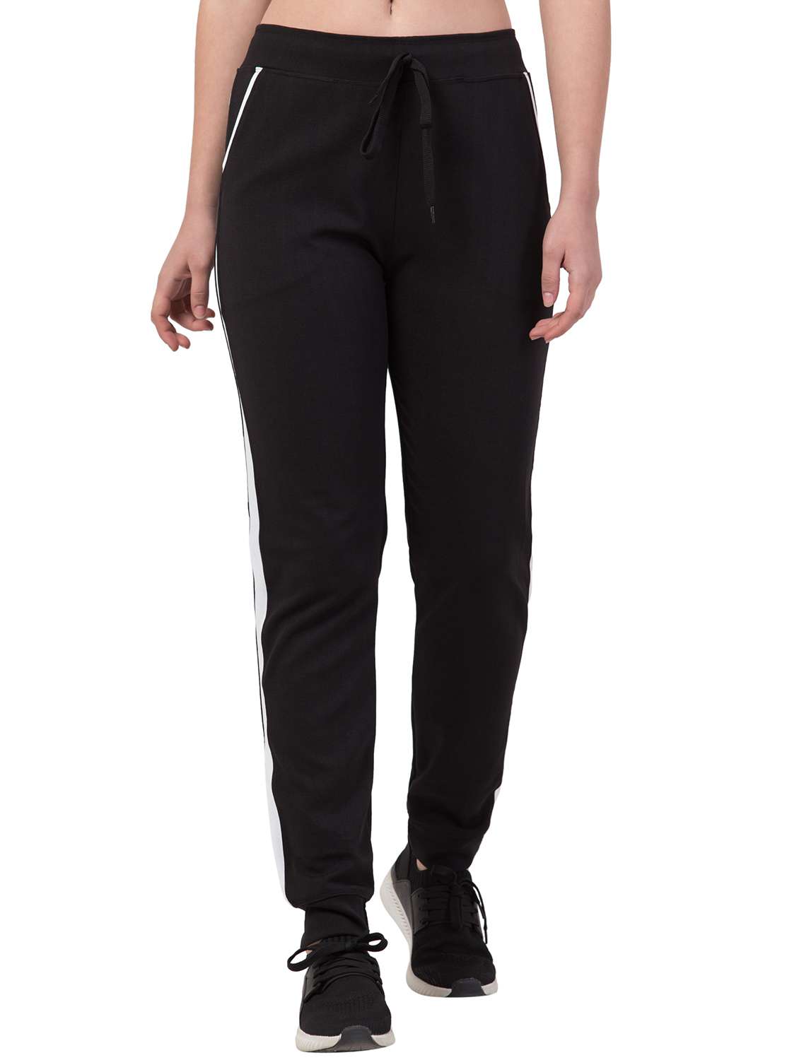 contrast tape tie front track pants 