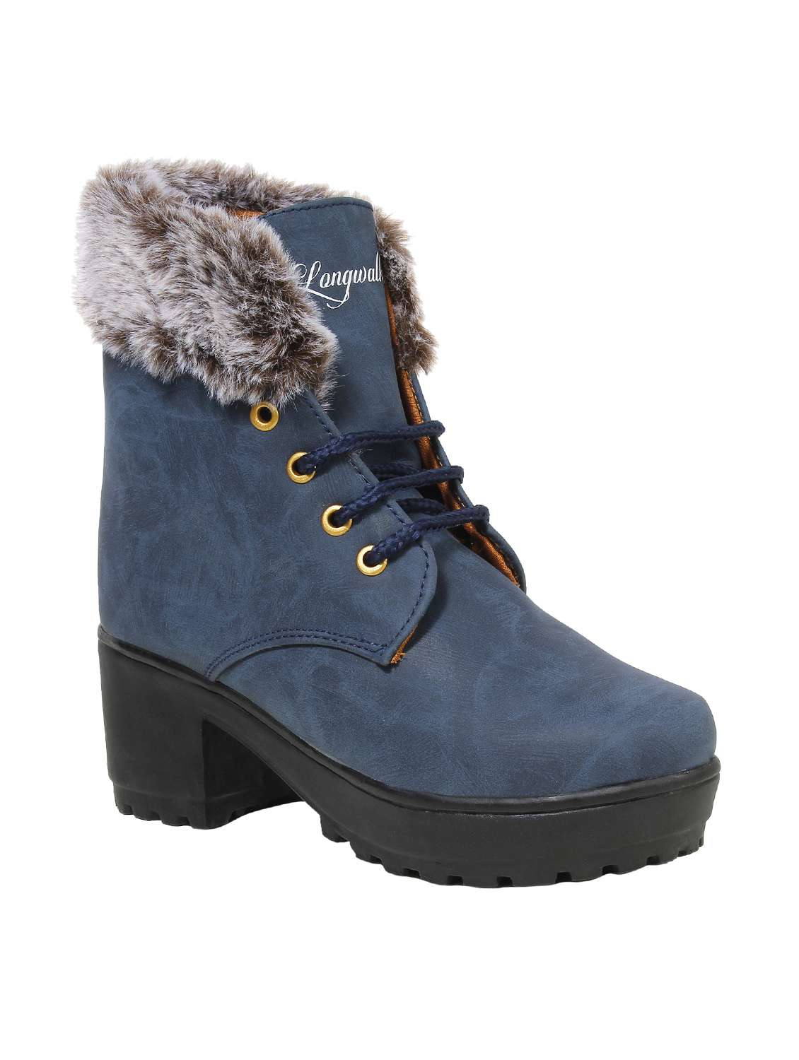 blue lace-up boots