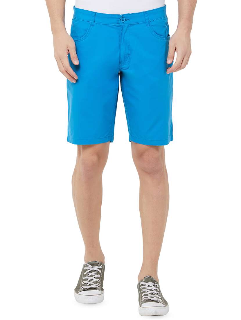 blue solid bermuda shorts