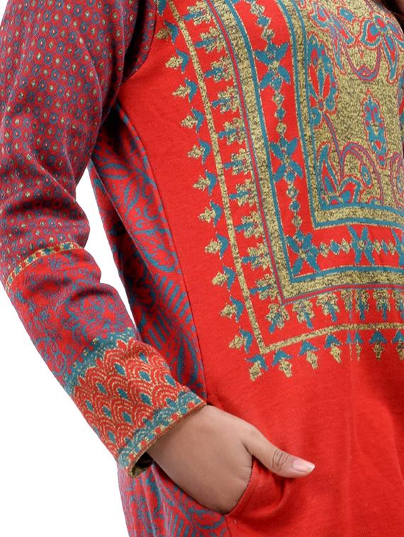 printed woolen kurta - 16831644 - Standard Image - 2