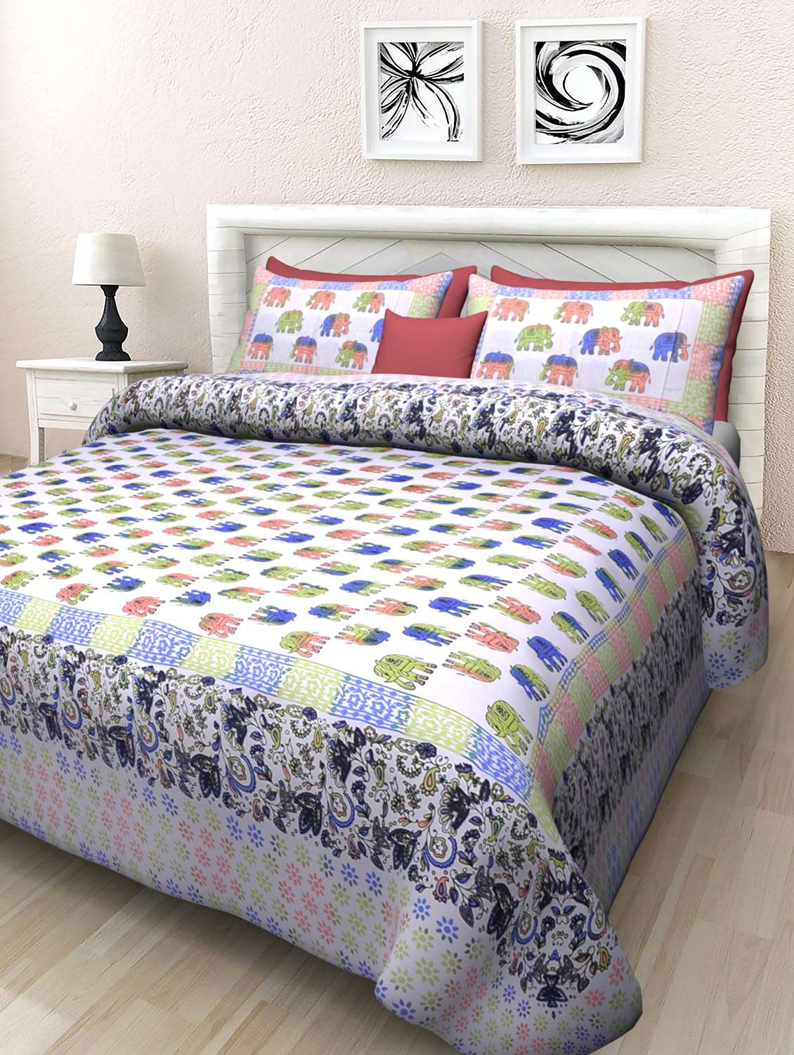  cotton double bed sheet with 2 pillow covers