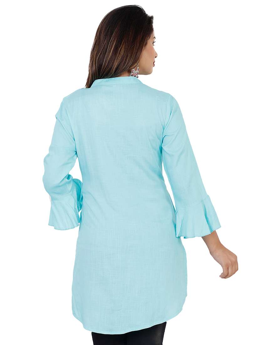 bell sleeves embellished straight kurti - 16832850 -  Standard Image - 2