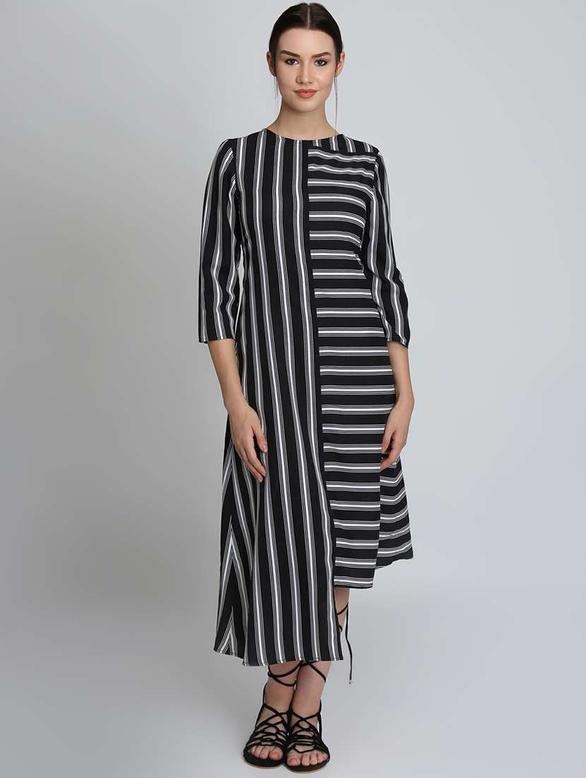 women's asymmetric striped dress