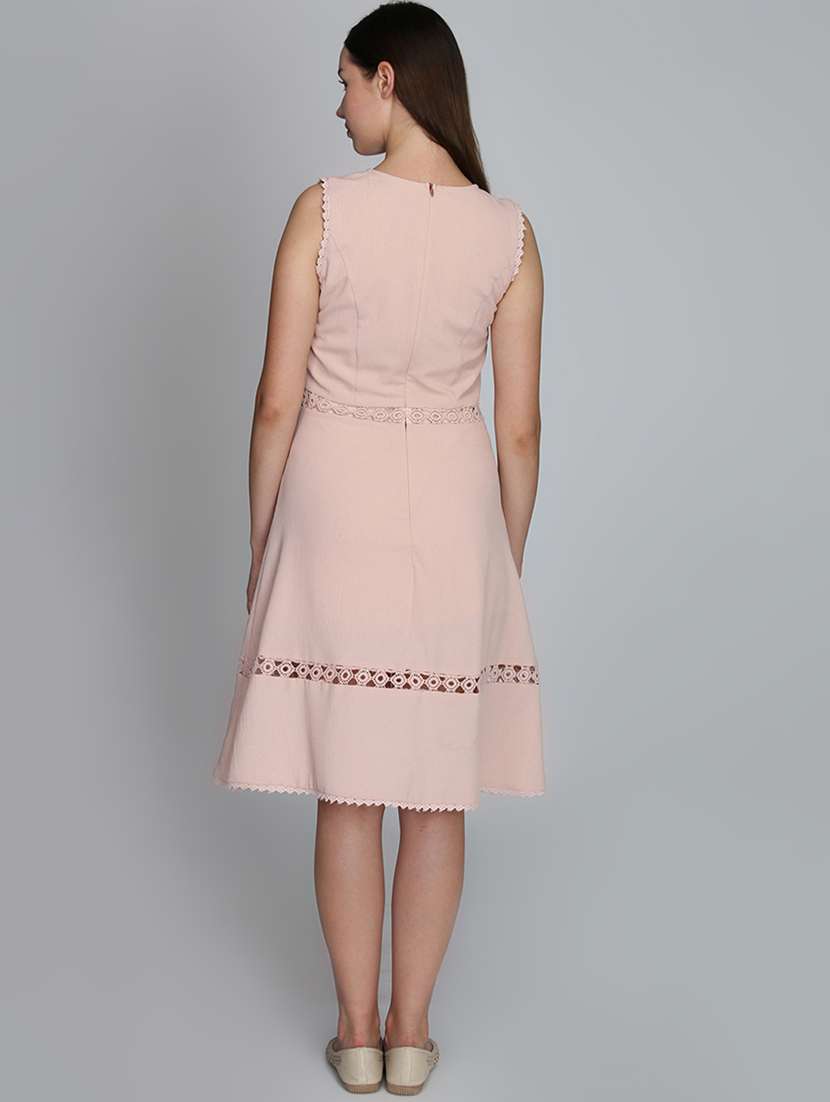 round neck lace insert a-line dress  - 16833129 -  Standard Image - 2