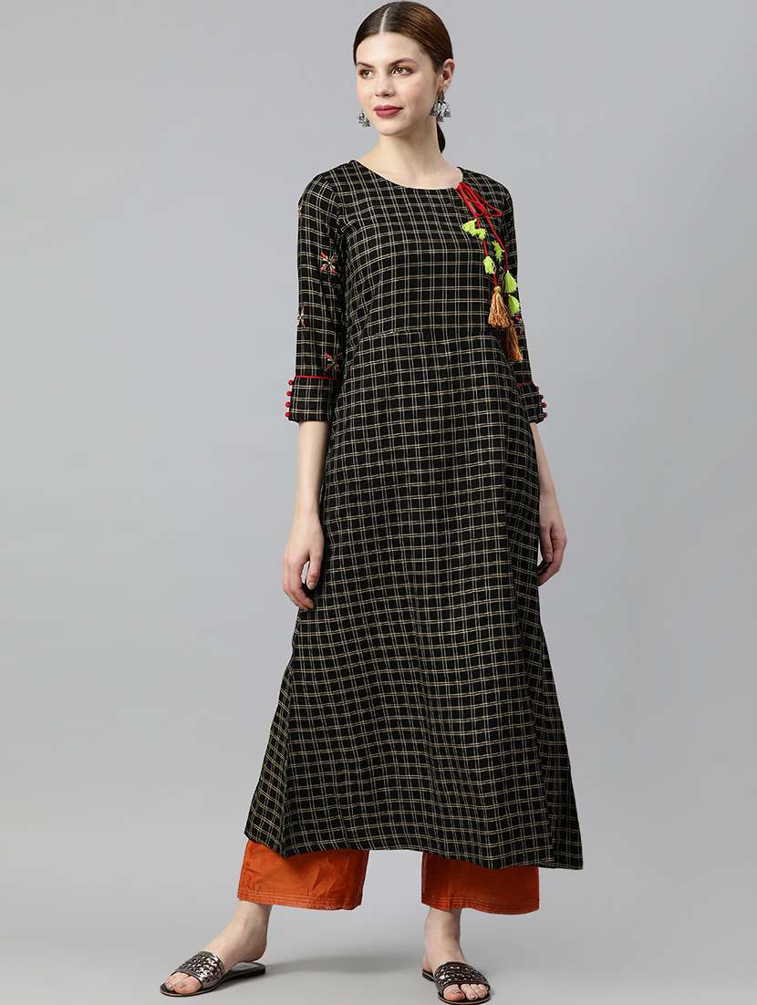 checkered a-line kurta