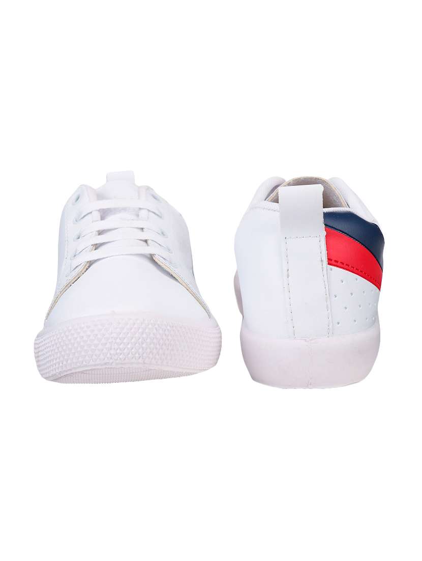 white leatherette lace up sneakers - 16833839 -  Standard Image - 2