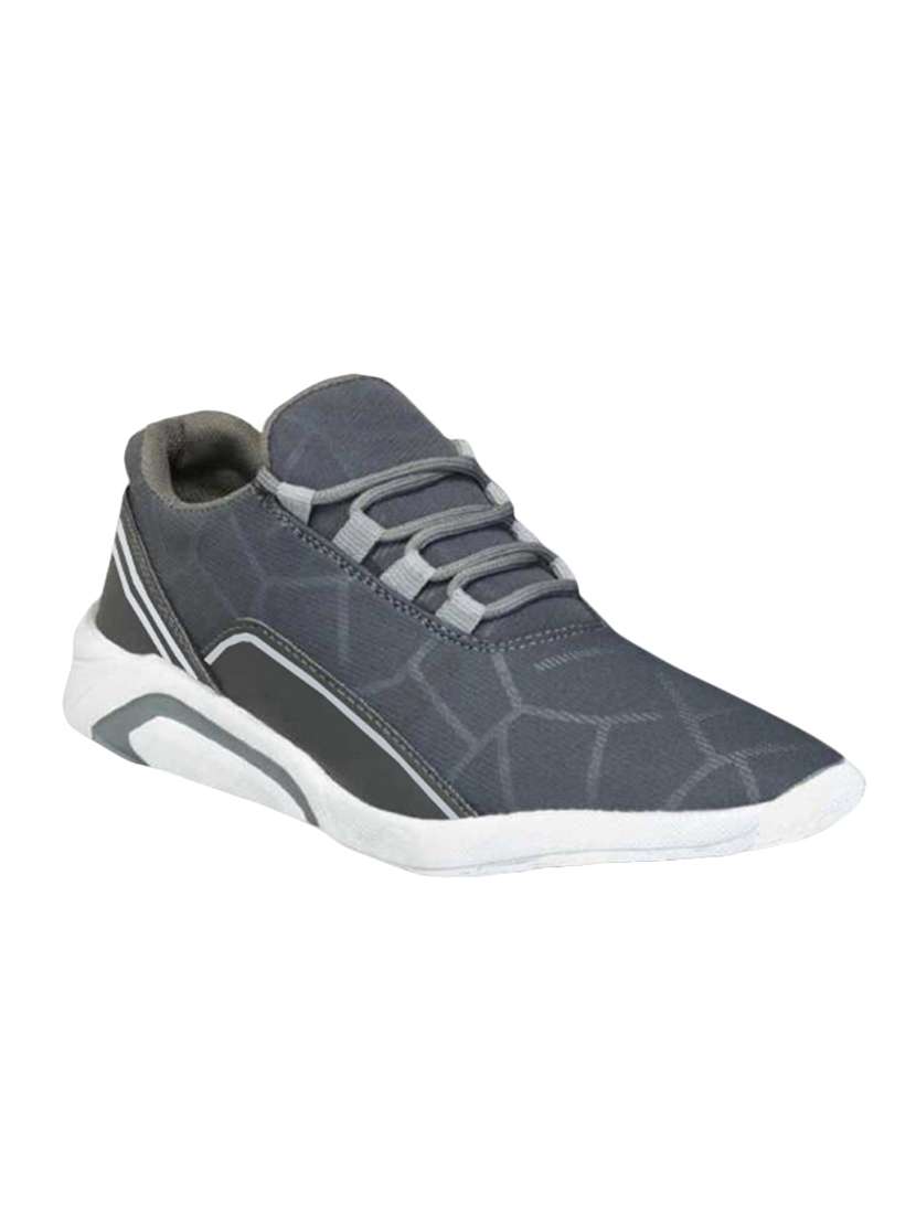 grey fabric lace up sport shoes