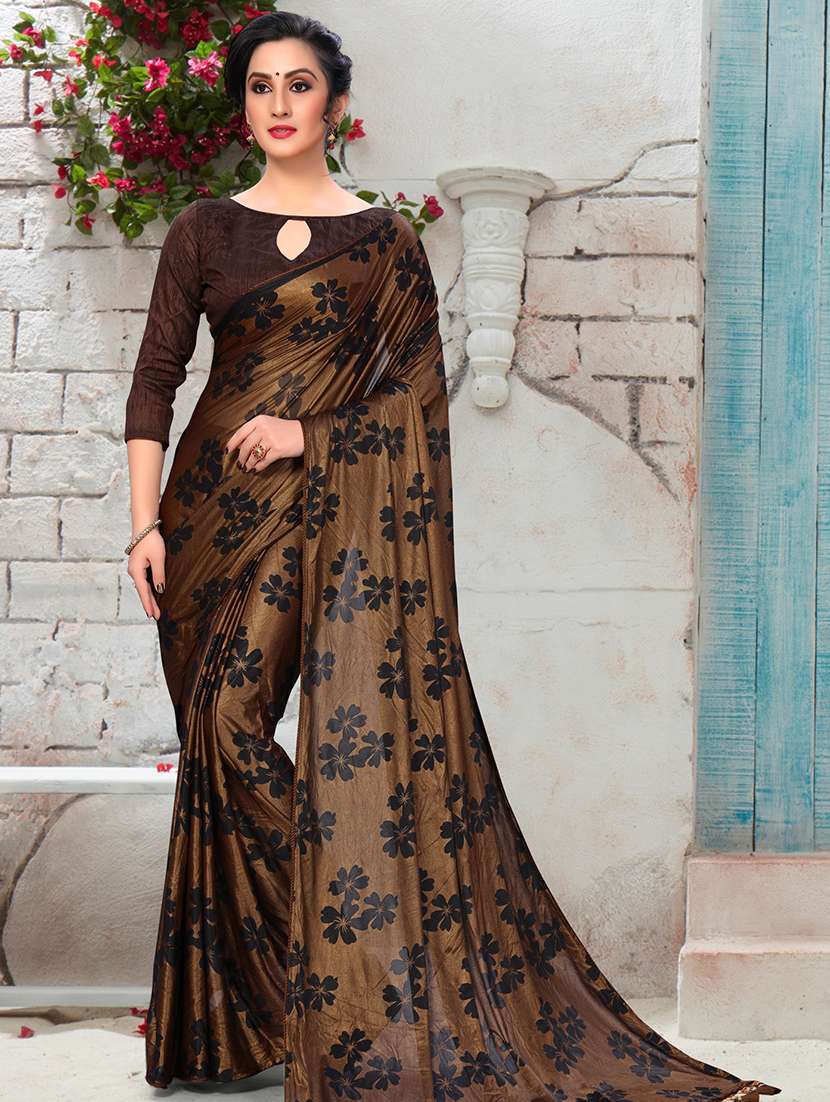 floral printed saree with blouse