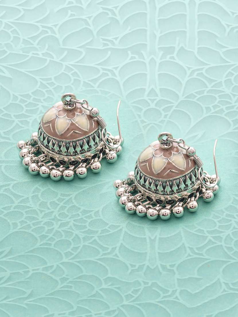 brown metal jhumka earring