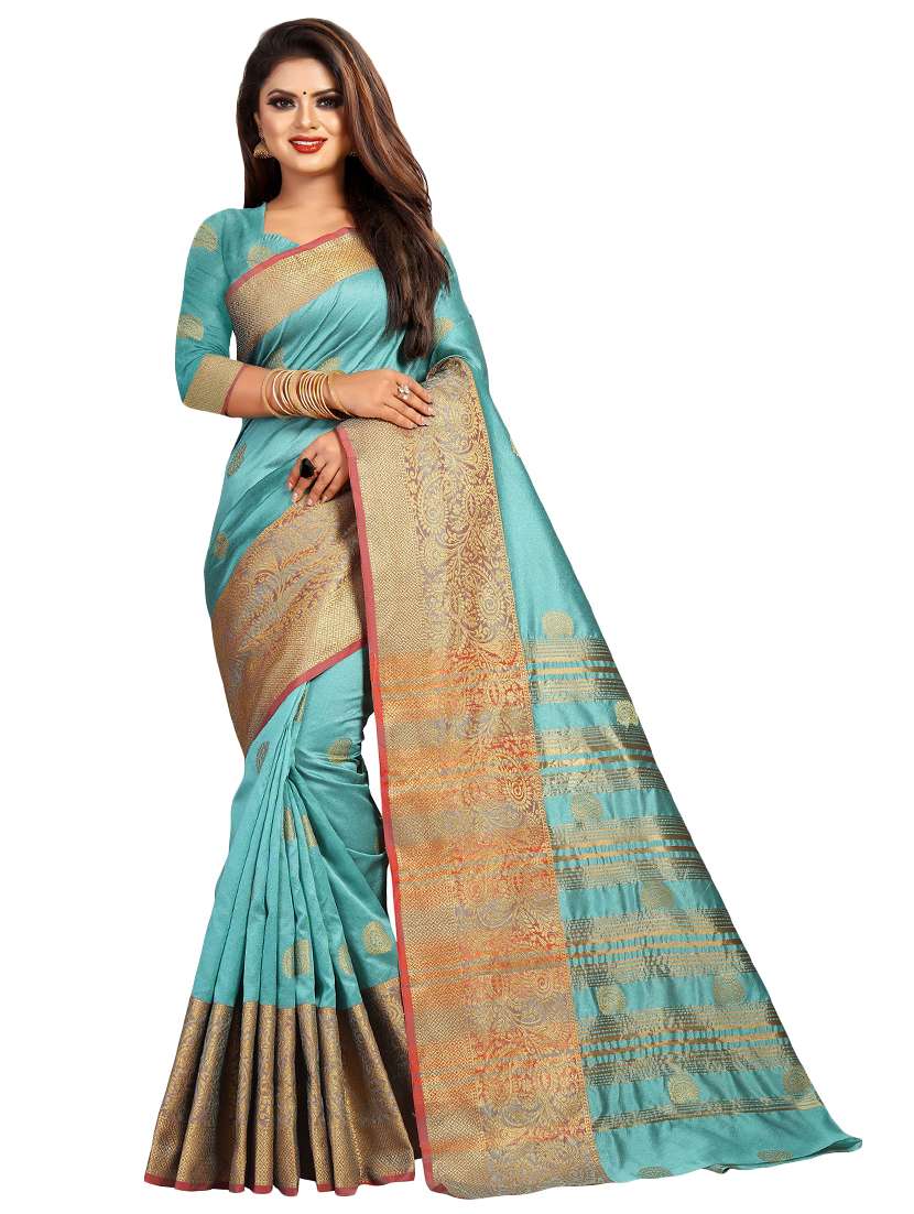 self design bordered saree with blouse