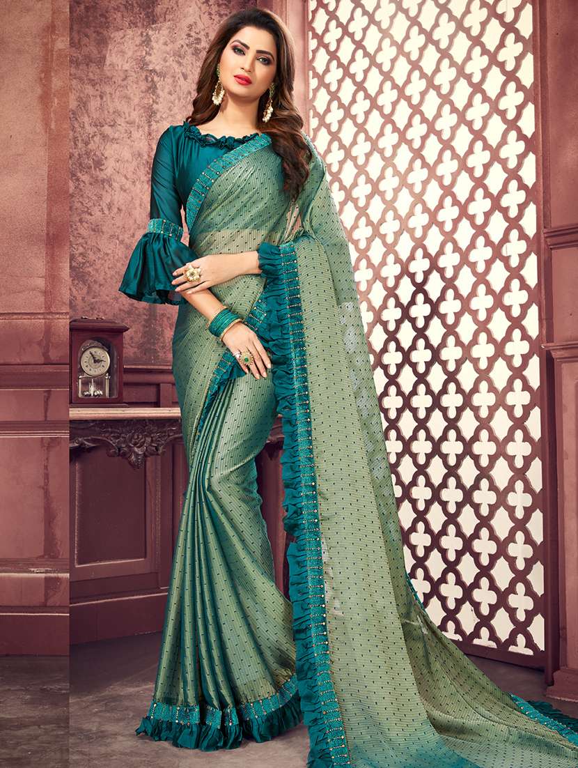 lace detailed printed saree  with blouse