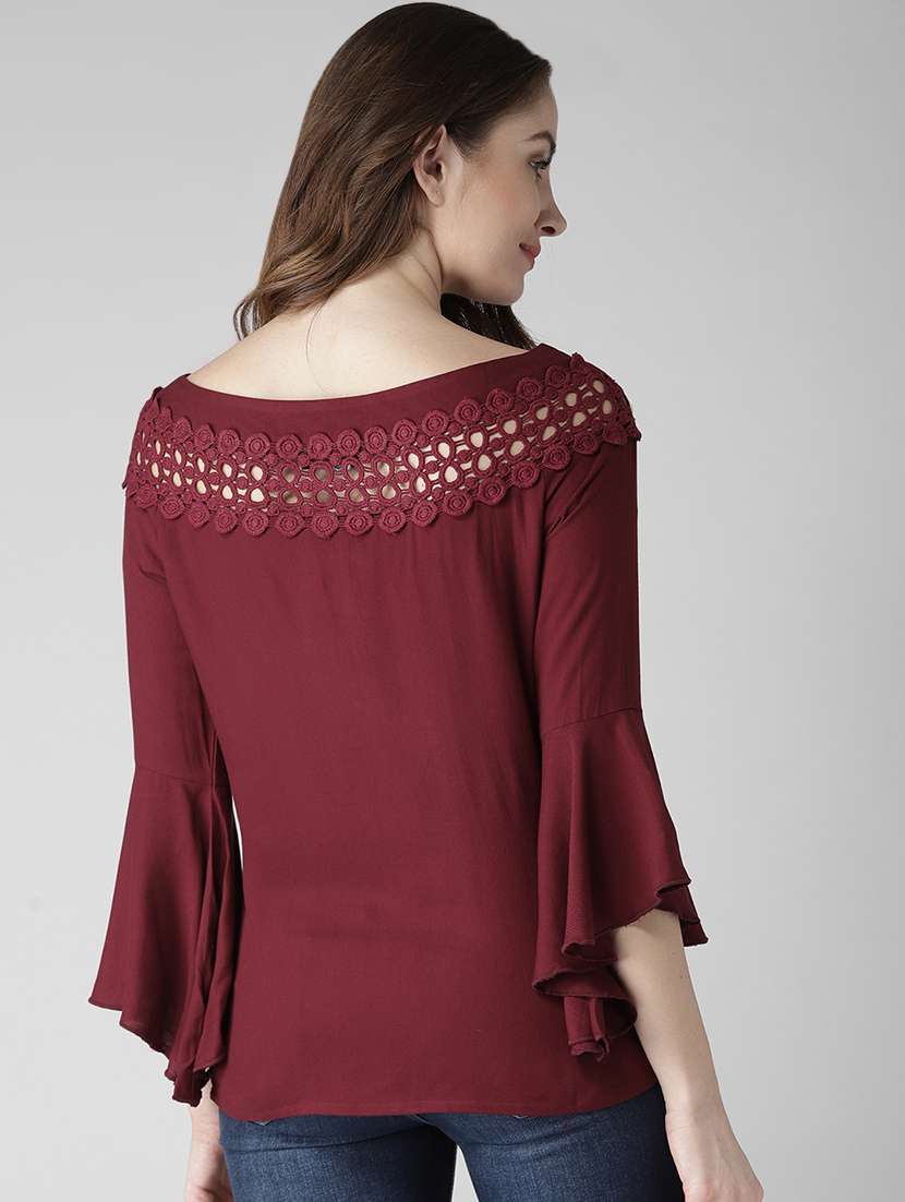 bell sleeves lace panel top - 16840322 - Standard Image - 2
