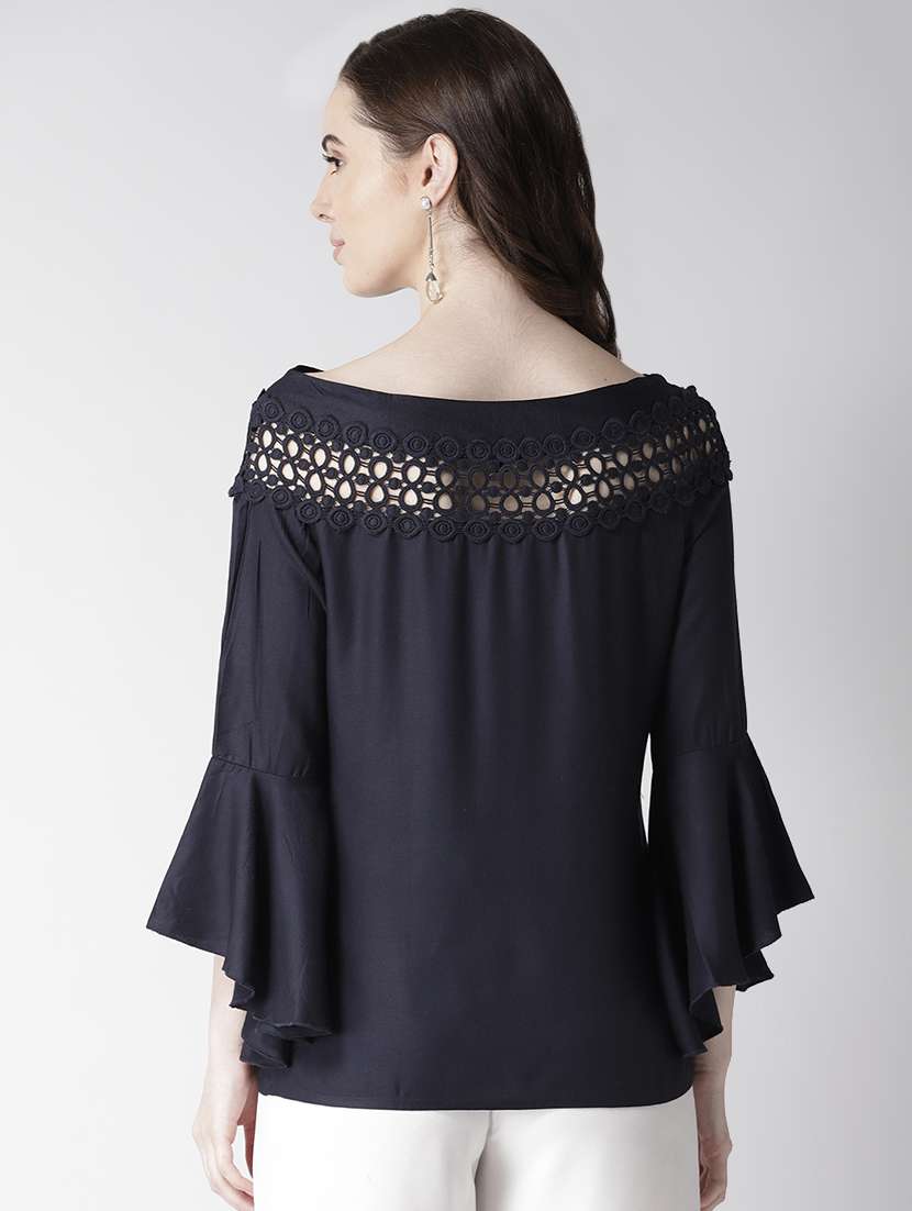 bell sleeves lace panel top - 16840323 - Standard Image - 2