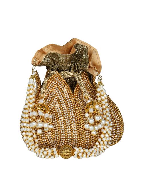 gold faux silk ethnic potli - 16843029 -  Standard Image - 0