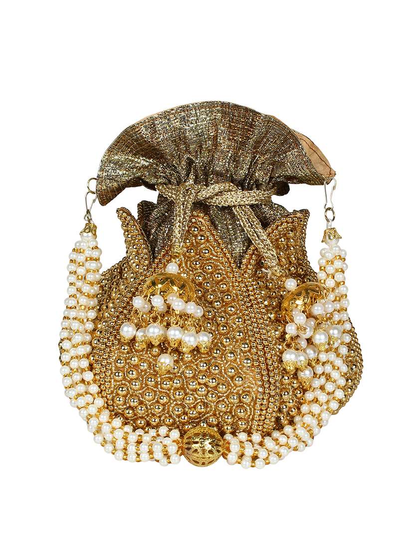 gold faux silk ethnic potli