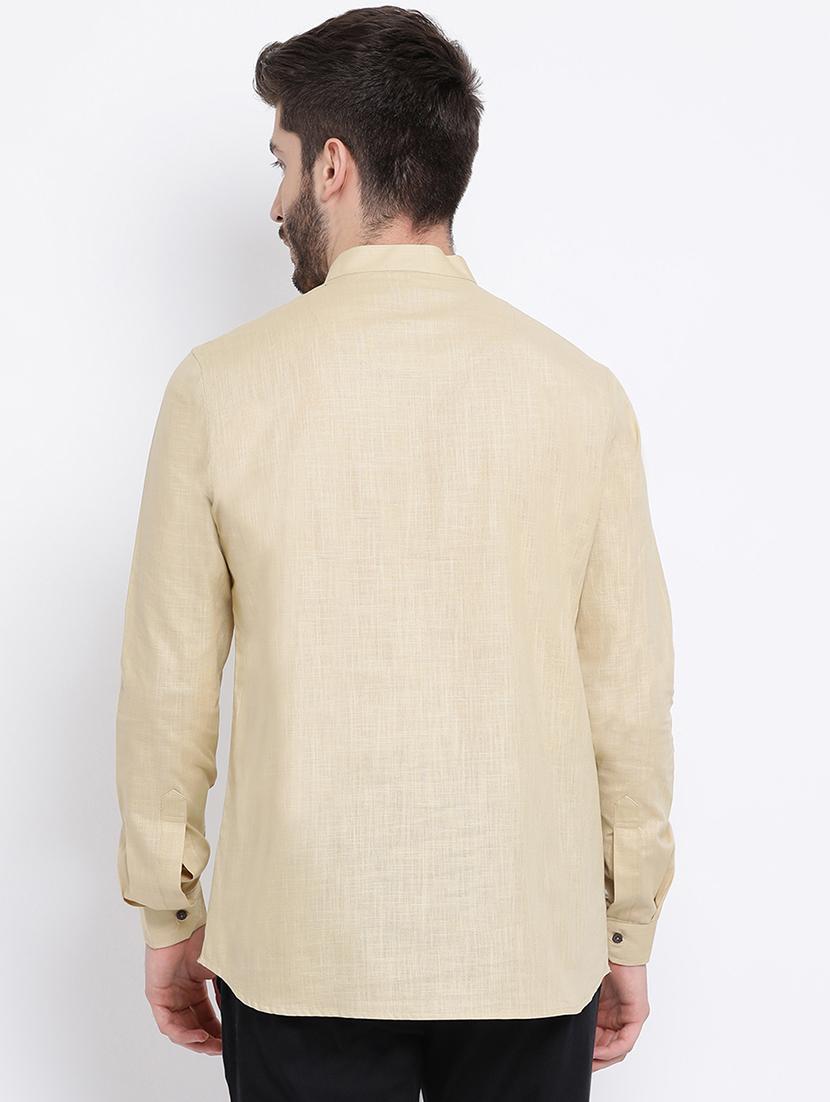 beige solid short kurta - 16843318 - Standard Image - 2