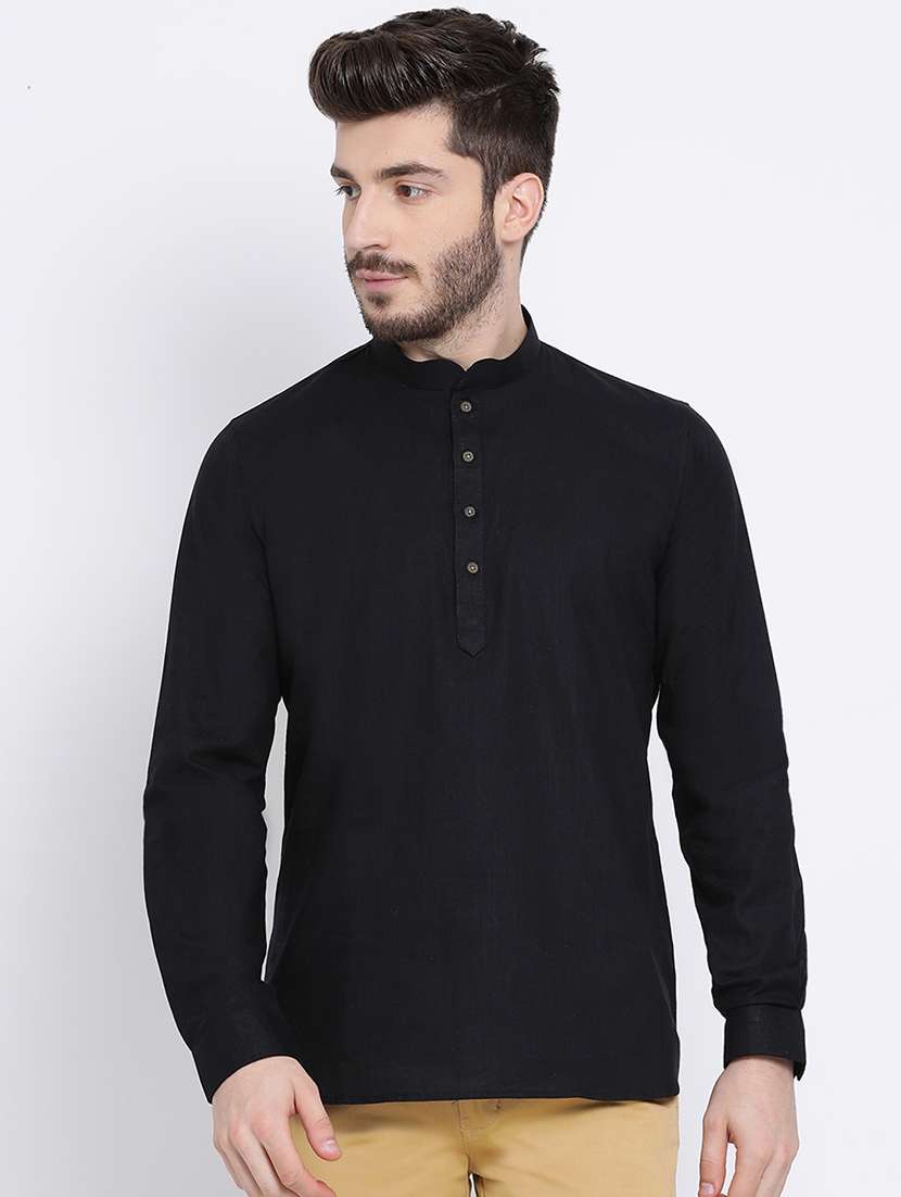 black solid short kurta