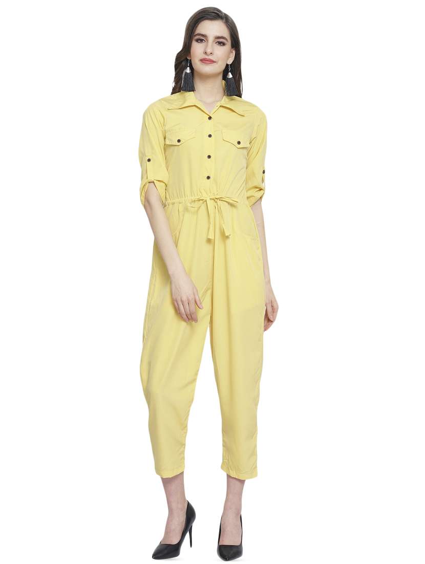 tie front solid jumpsuit 
