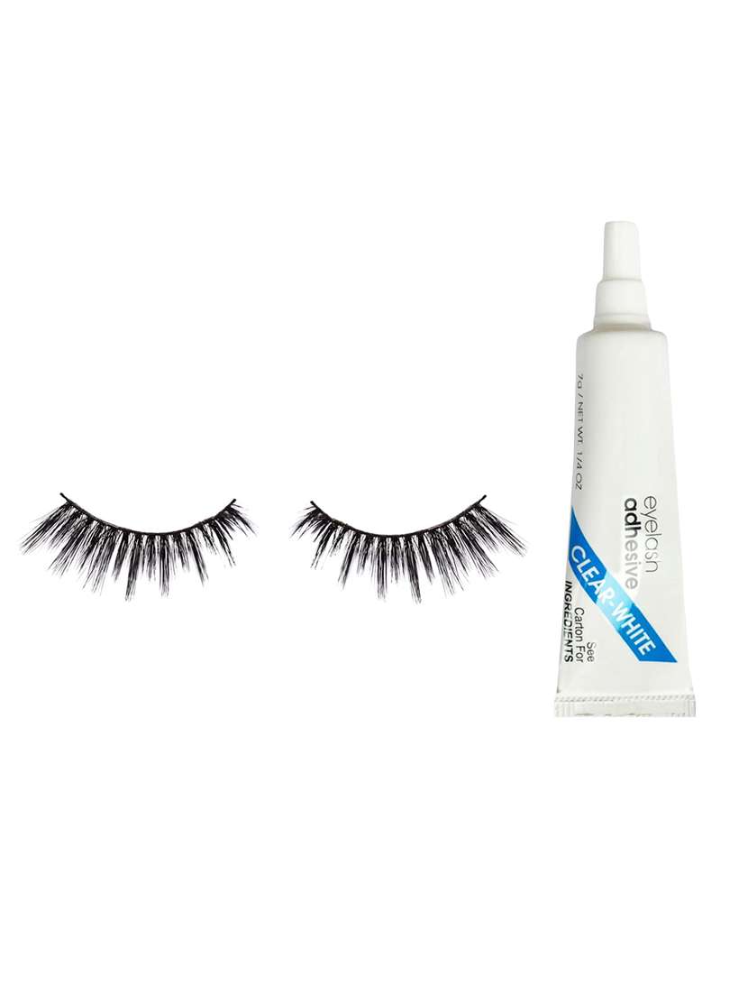 natural hair false mink fur 3d eyelashes with glue (1 pair of eyelashes + 1 glue)