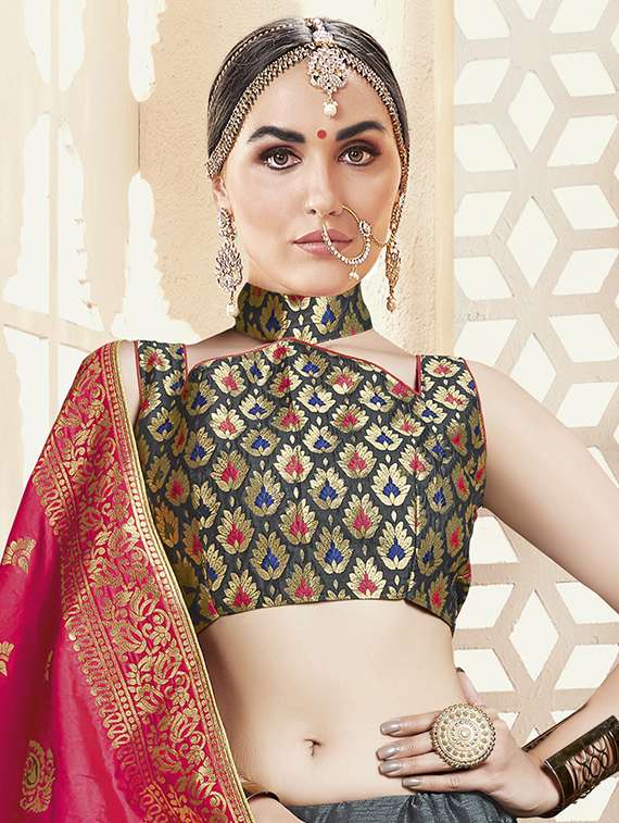 Self Design Panelled Lehenga